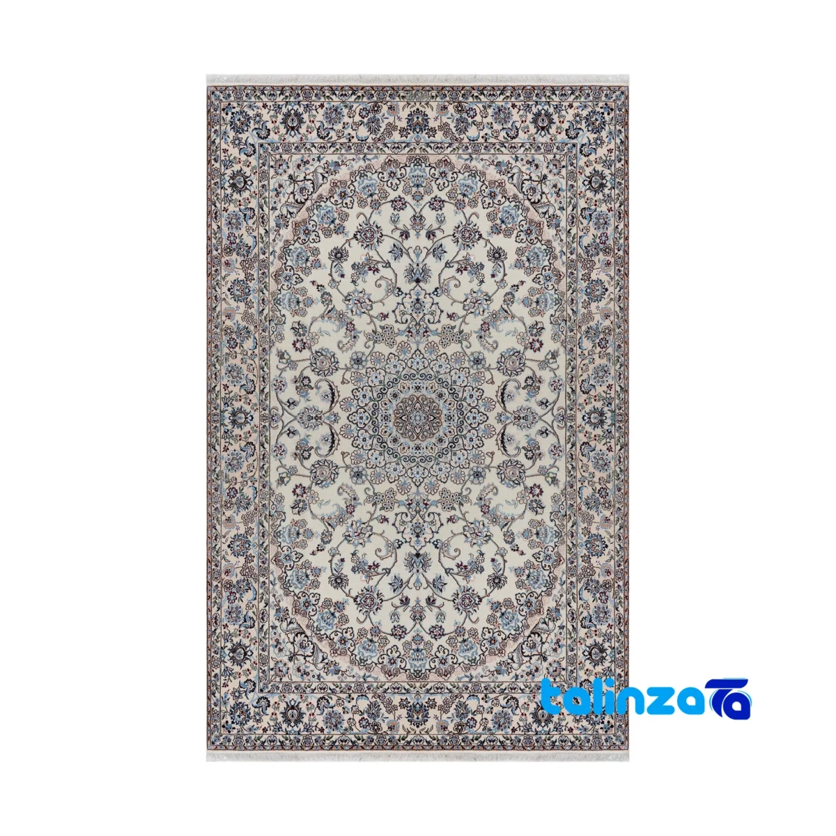 Nain Handwoven Carpet Latchak Design Cream - Full spread showing overall layout