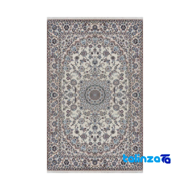 Nain Handwoven Carpet Latchak Design Cream - Full spread showing overall layout