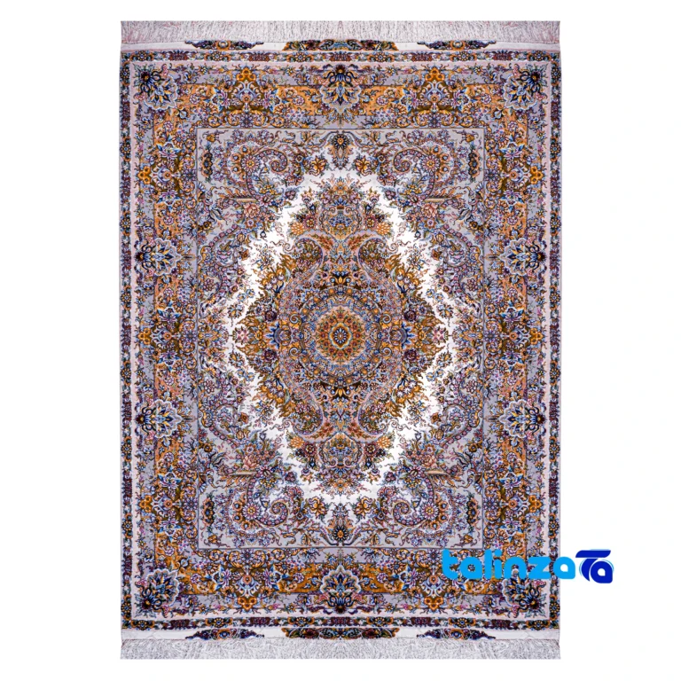 Top view of Tabriz Handwoven Rug Crafted with Silk and Wool pattern color tone