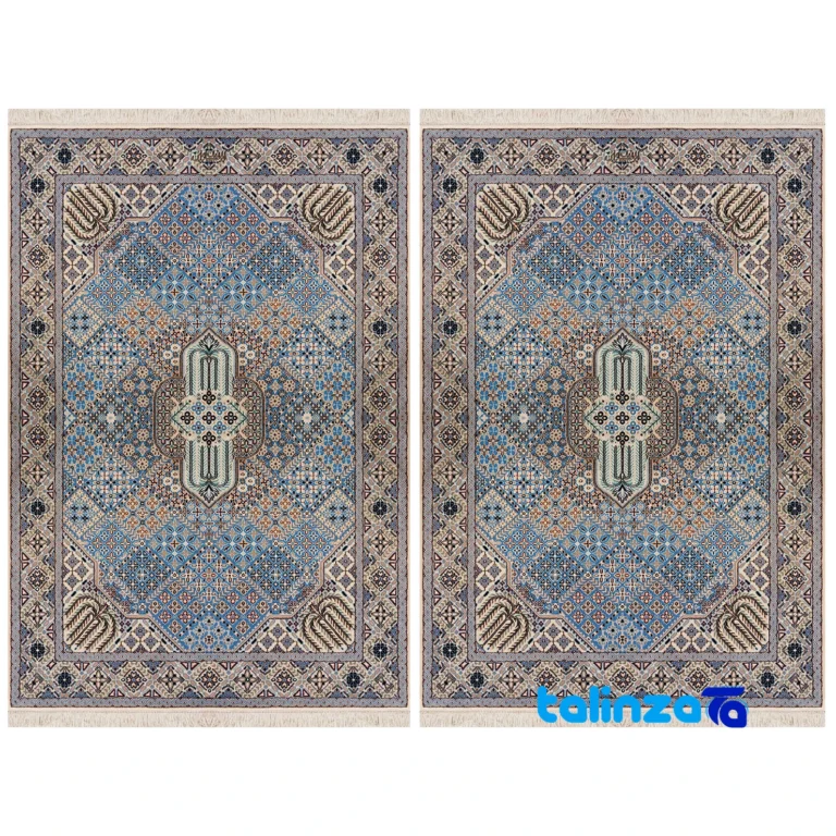 Nain Persian Rug Handwoven Blue Design - Top view showing pattern and color tone