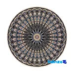 Nain Handwoven Area Rug Unique Round Design - Full spread showing overall layout