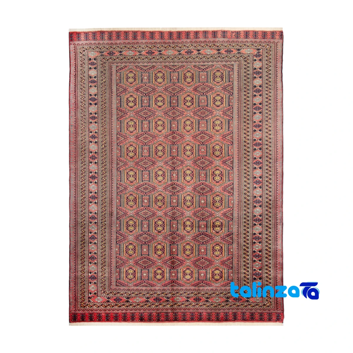 Turkmen Handwoven Carpet - Full spread overall design layout