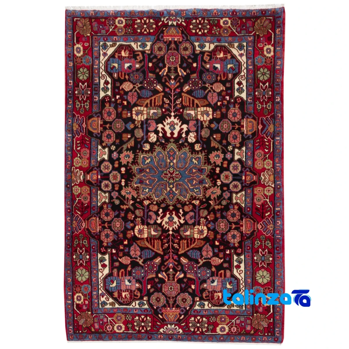 C Persia Handwoven Rug Elegant Navy Design Hand wash overall layout (Full spread)