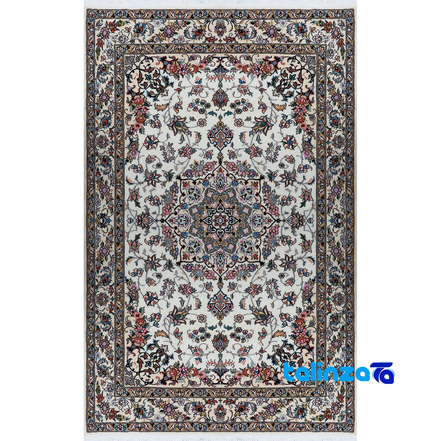Nain Handwoven Persian Carpet - Rectangular Cream Design 1 handwoven carpet