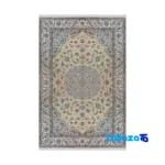 Nain Handwoven Rug Latchak Design Almond Background - Full spread showing overall layout