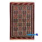 Turkmen Handwoven Rug Red NKP.RJ Hand wash - Full spread showing overall design layout