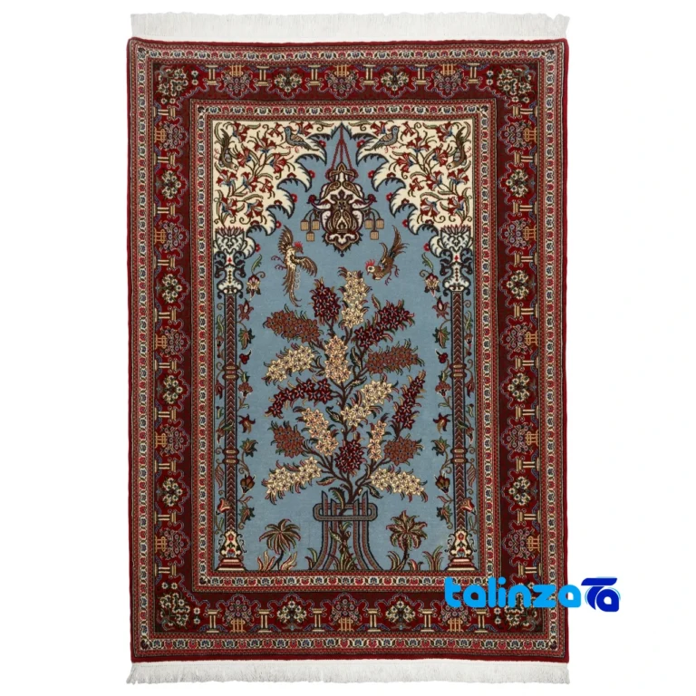 Persia Handwoven Rug Blue Traditional Design - Full spread showing overall layout