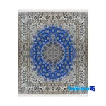 Nain Handwoven Carpet Blue Unique Design - Top view showing pattern and color tone