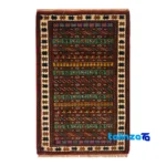 Turkmen Handwoven Rug Red - Top view showing pattern and color tone