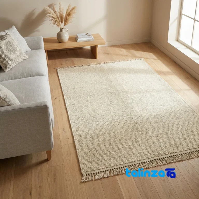 Handwoven Modern Carpet Cream - Top view showing pattern and color tone