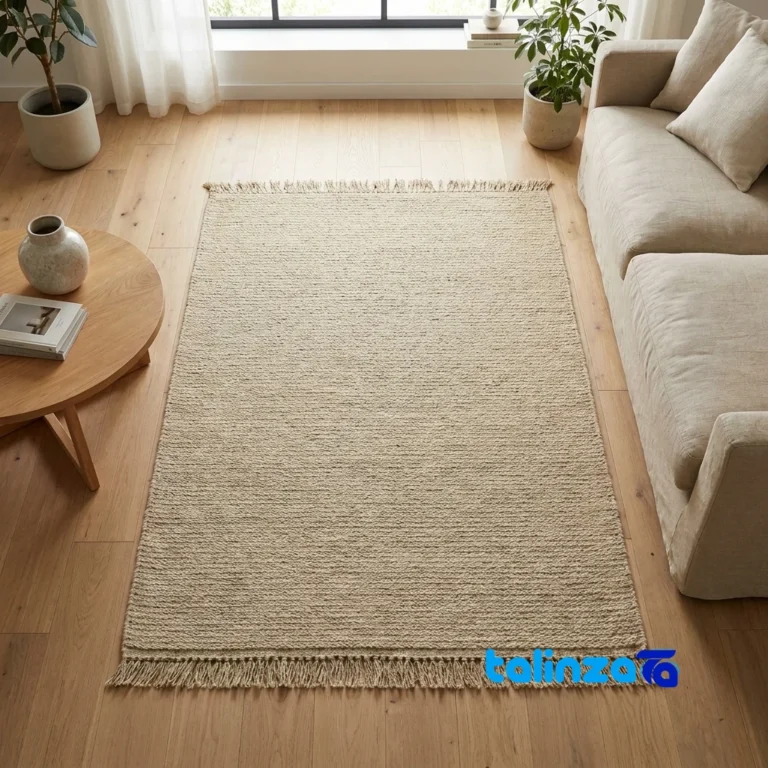 Top view of Persian Handwoven Area Rug Modern Design Cream pattern and color tone