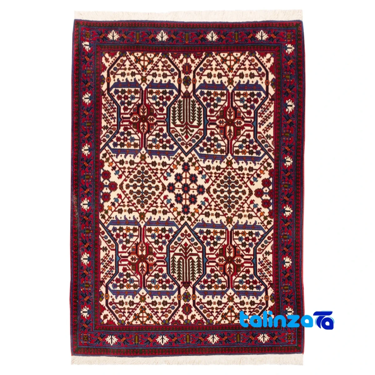 Top view of Persia Carpets Handwoven Rug Elegant Cream Design pattern and color tone