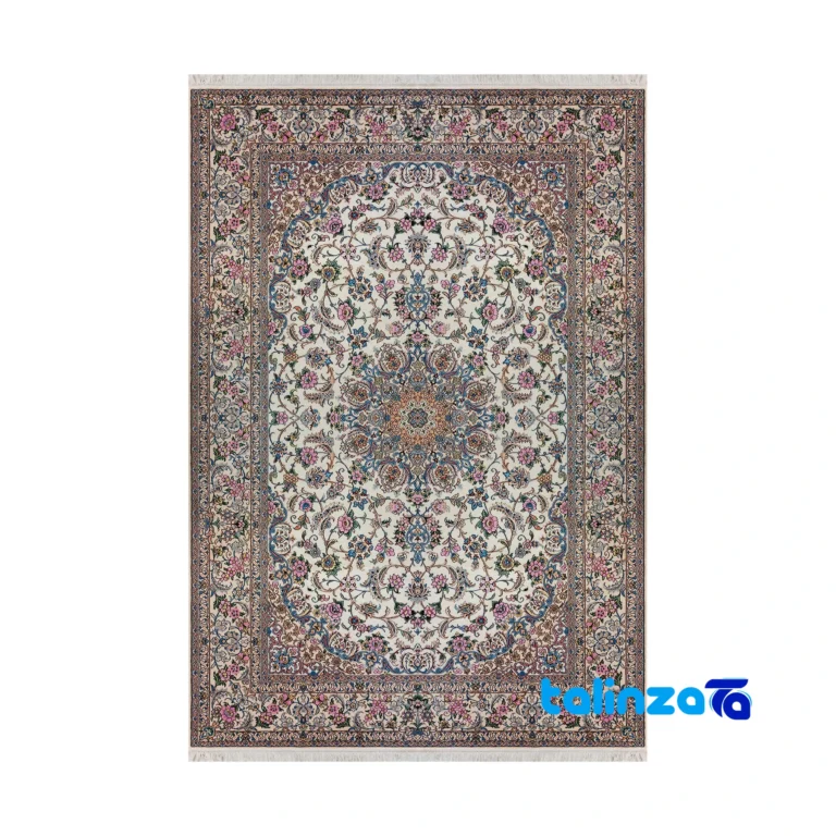 Nain Handwoven Rug Traditional Design Cream - Full spread showing overall layout