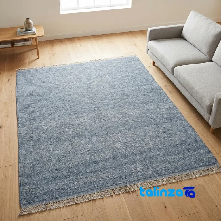 Handwoven Blue Modern Carpet - Code 21 Hand wash only - Top view showing pattern and color tone