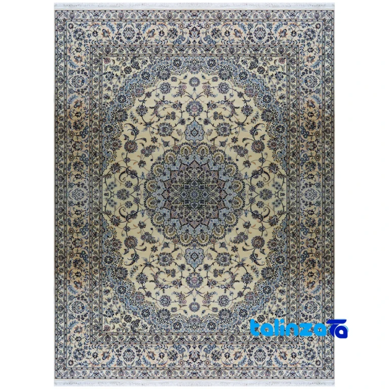 Full spread of Nain Handwoven Carpet Cream Design overall layout