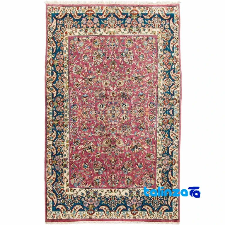 Full spread of Handwoven Carpet Red with Blue Borders overall design layout