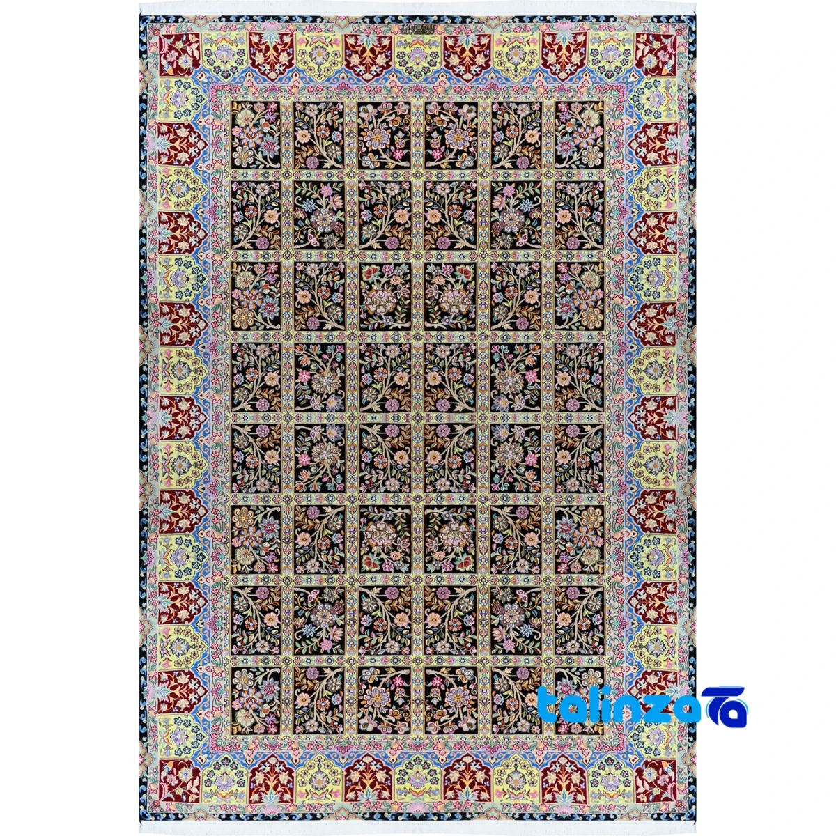 Nain Handwoven Carpet Rectangular Rich Blue Design overall layout (Full spread)