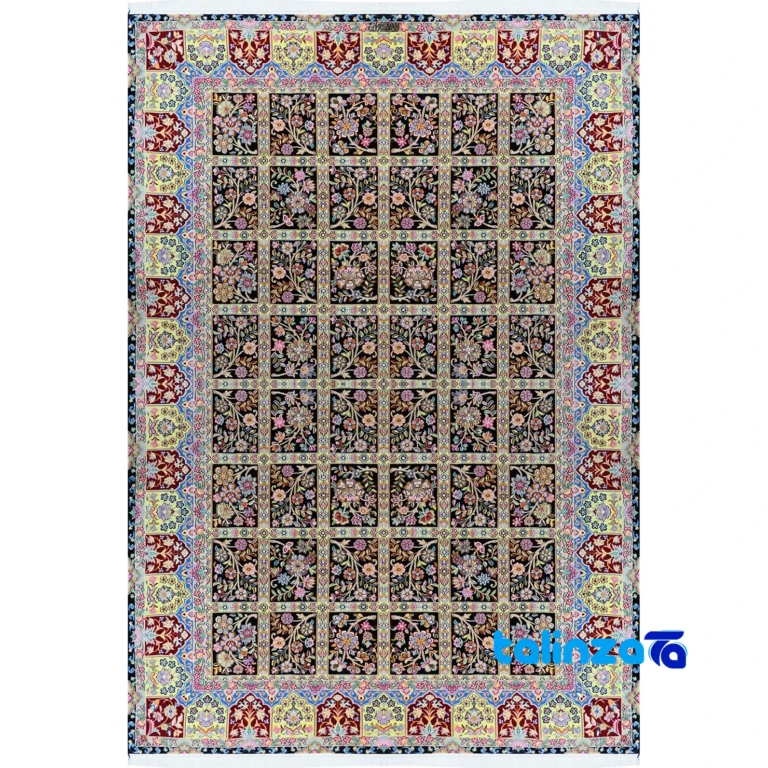 Nain Handwoven Carpet Rectangular Rich Blue Design overall layout (Full spread)