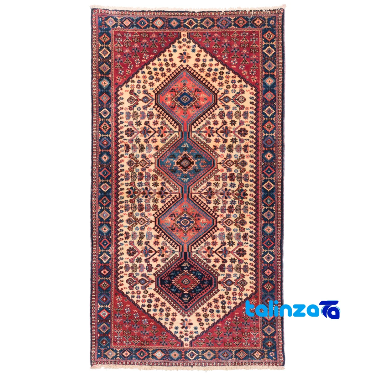 Top view of C Persia Handwoven Carpet - Elegant Cream Design pattern and color tone