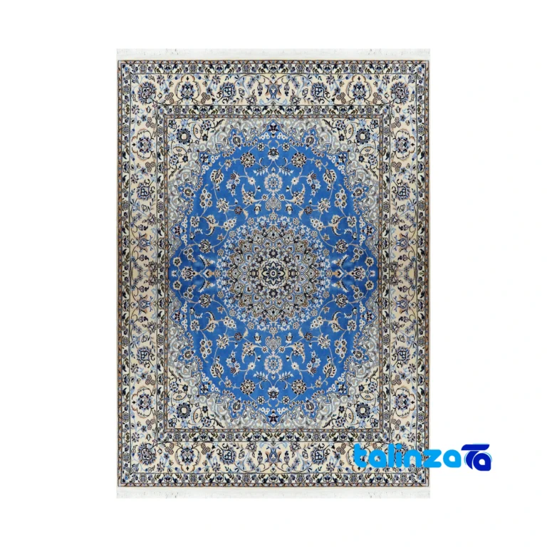 Nain Handwoven Rug Traditional Design Blue overall layout (Full spread)