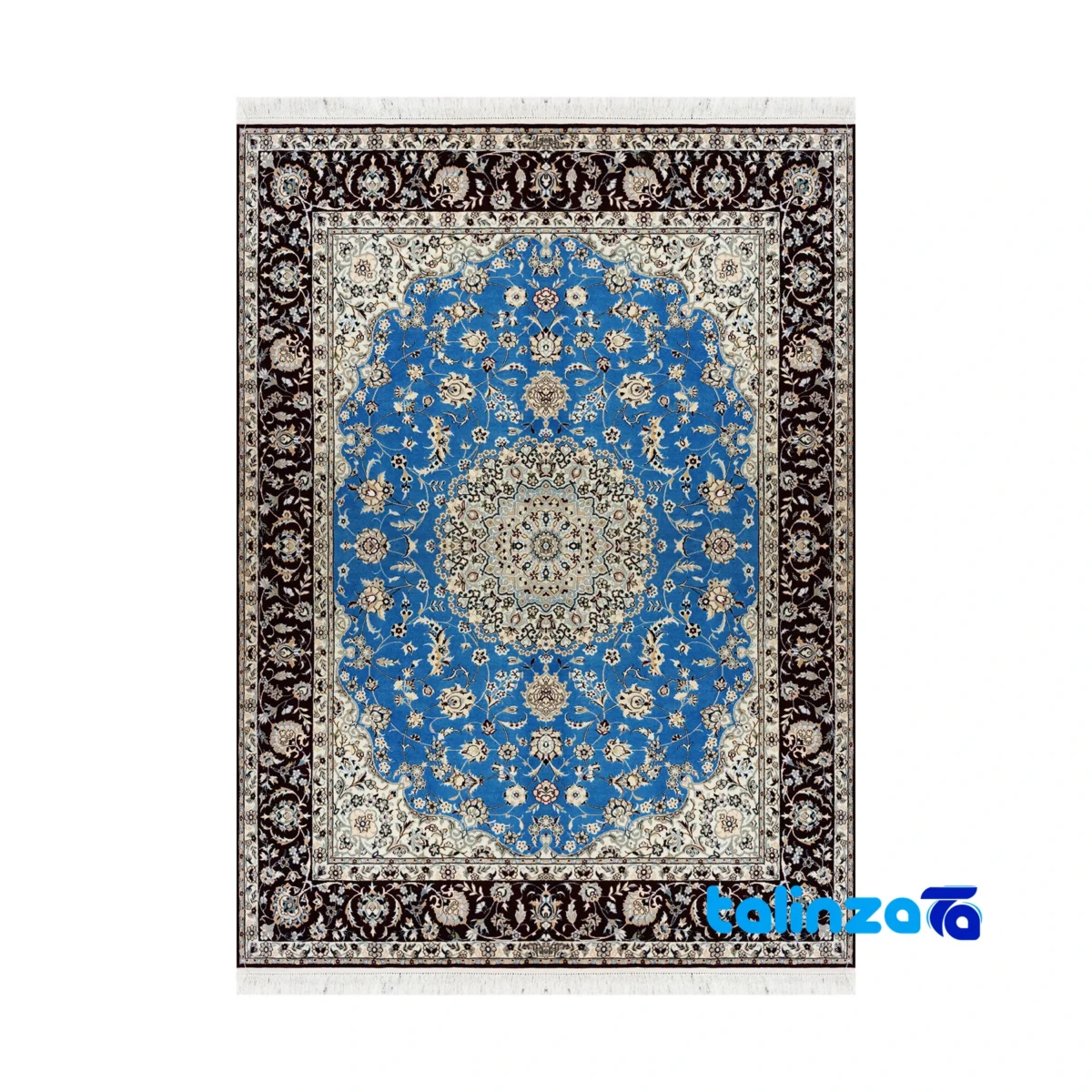 Nain Handwoven Rug Traditional Design Blue overall layout (Full spread)
