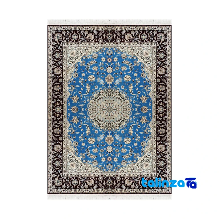 Nain Handwoven Rug Traditional Design Blue overall layout (Full spread)