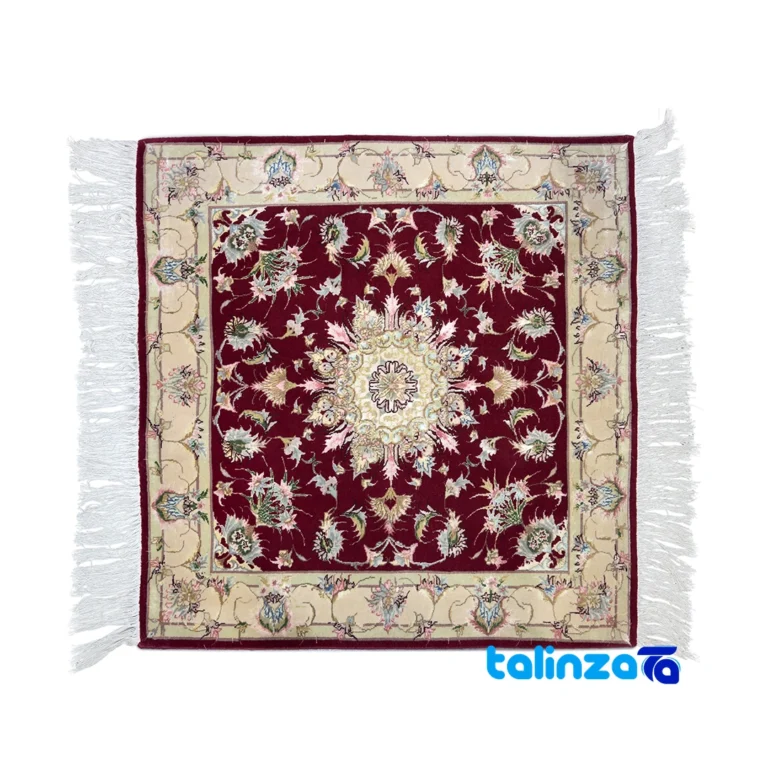 Khabibi Handmade Carpet Square Pomegranate Design pattern and color tone (Top view)