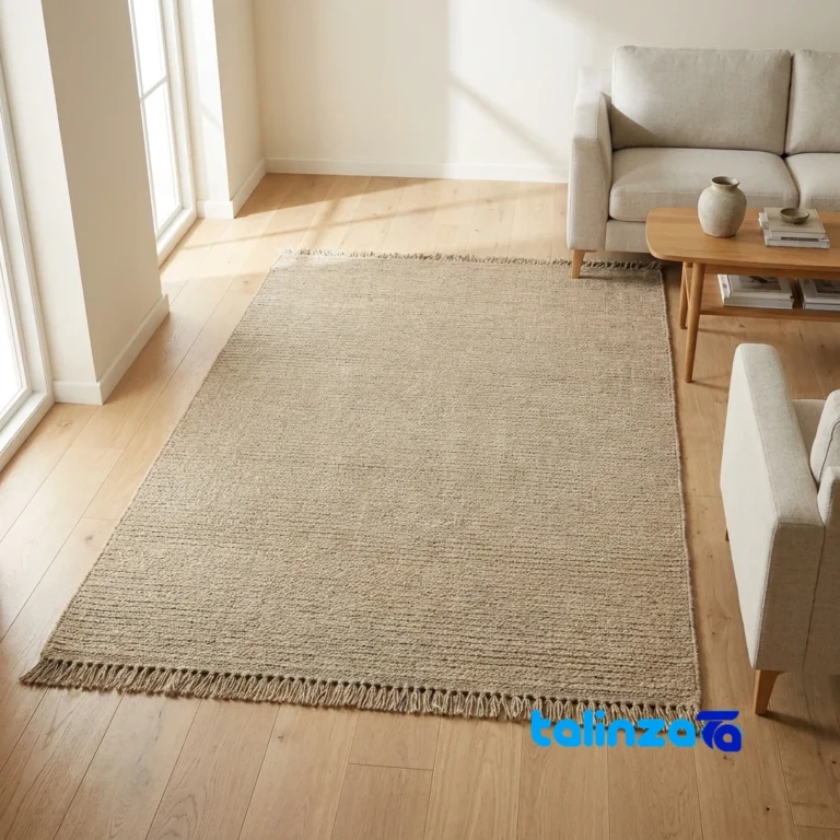 Handwoven Modern Area Rug Cream - Full spread showing overall design layout