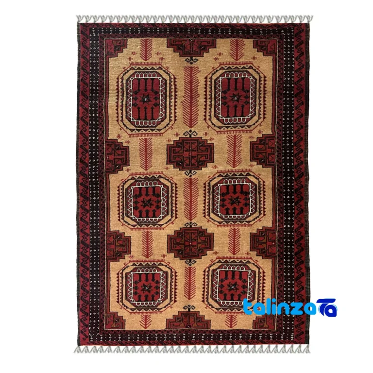 Top view of Turkmen Handmade Carpet Stylish Brown pattern and color tone