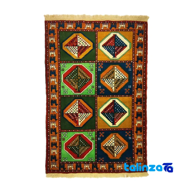 NKP Handwoven Area Rug Red Traditional Design - Full spread showing overall layout