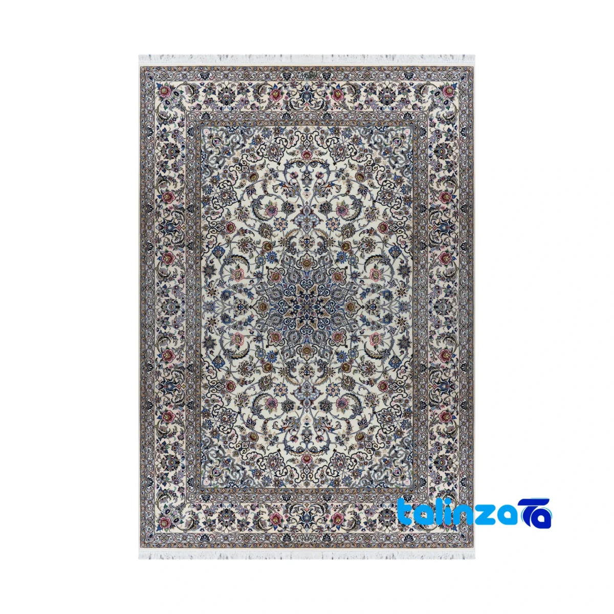 Nain Handwoven Area Rug Elegant Design - Top view showing pattern and color tone