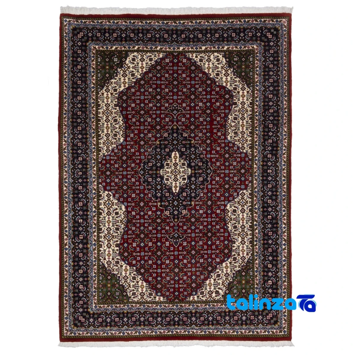 Top view of Persia Handwoven Carpet Luxurious Red Design pattern and color tone