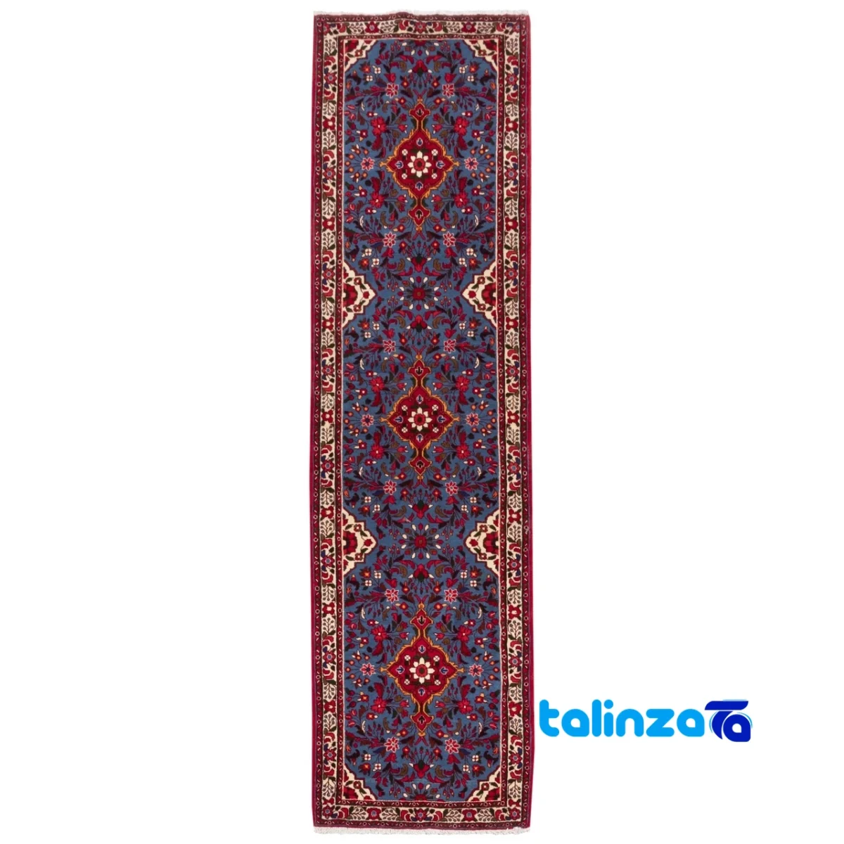 Full spread of Si Persia Handwoven Runner Rug Elegant Blue overall design layout
