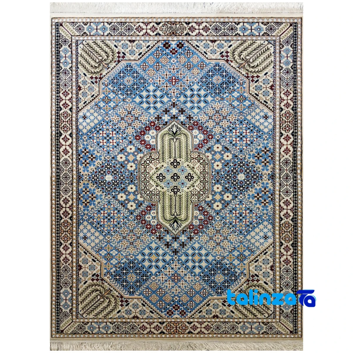Full spread of Nain Handwoven Carpet Blue Traditional Design overall layout