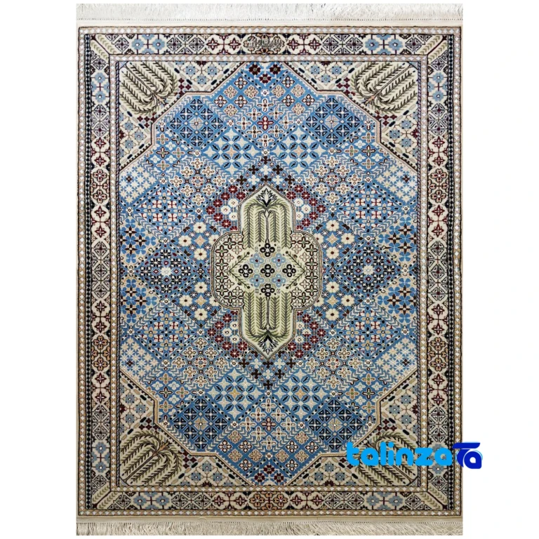 Full spread of Nain Handwoven Carpet Blue Traditional Design overall layout