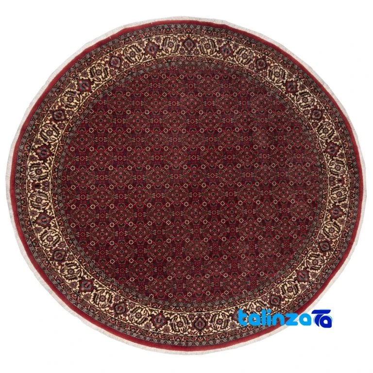 Si Persia Handwoven Carpet Circular Design Red 204x204 cm - Full spread showing overall layout
