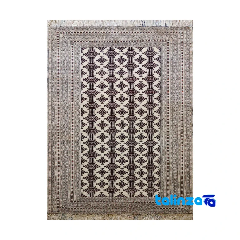 Turkmen Handwoven Carpet Silk Pile Cream Hand wash only overall design layout (Full spread)