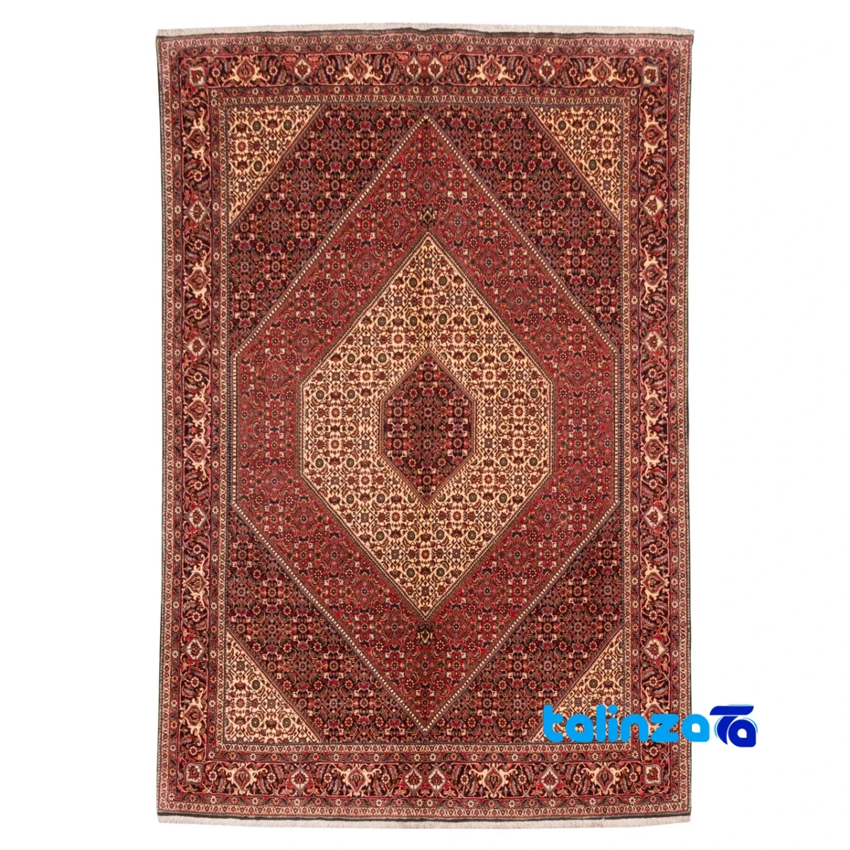 Cypress Persian Handwoven Rug Red - Full spread showing overall design layout