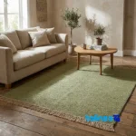 Moroccan Handwoven Rug Green overall design layout (Full spread)