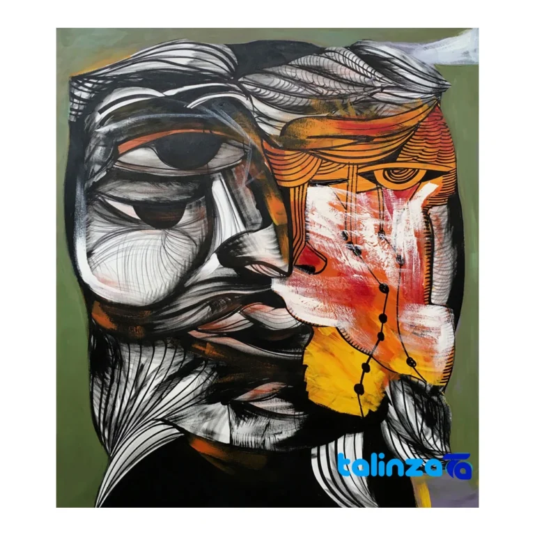 mixed media painting - Front view design and key details