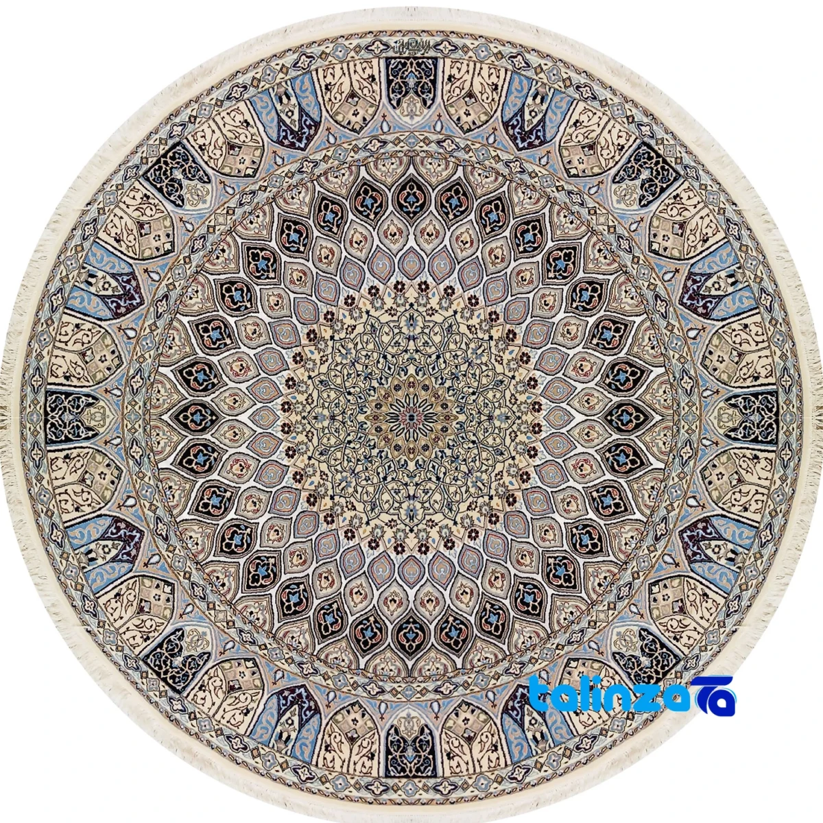 Nain handmade round rug - Full spread overall design layout