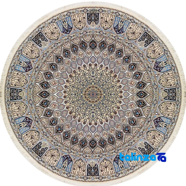 Nain handmade round rug - Full spread overall design layout