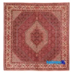 Top view of Si Persia Handwoven Carpet Unique Design Red pattern and color tone