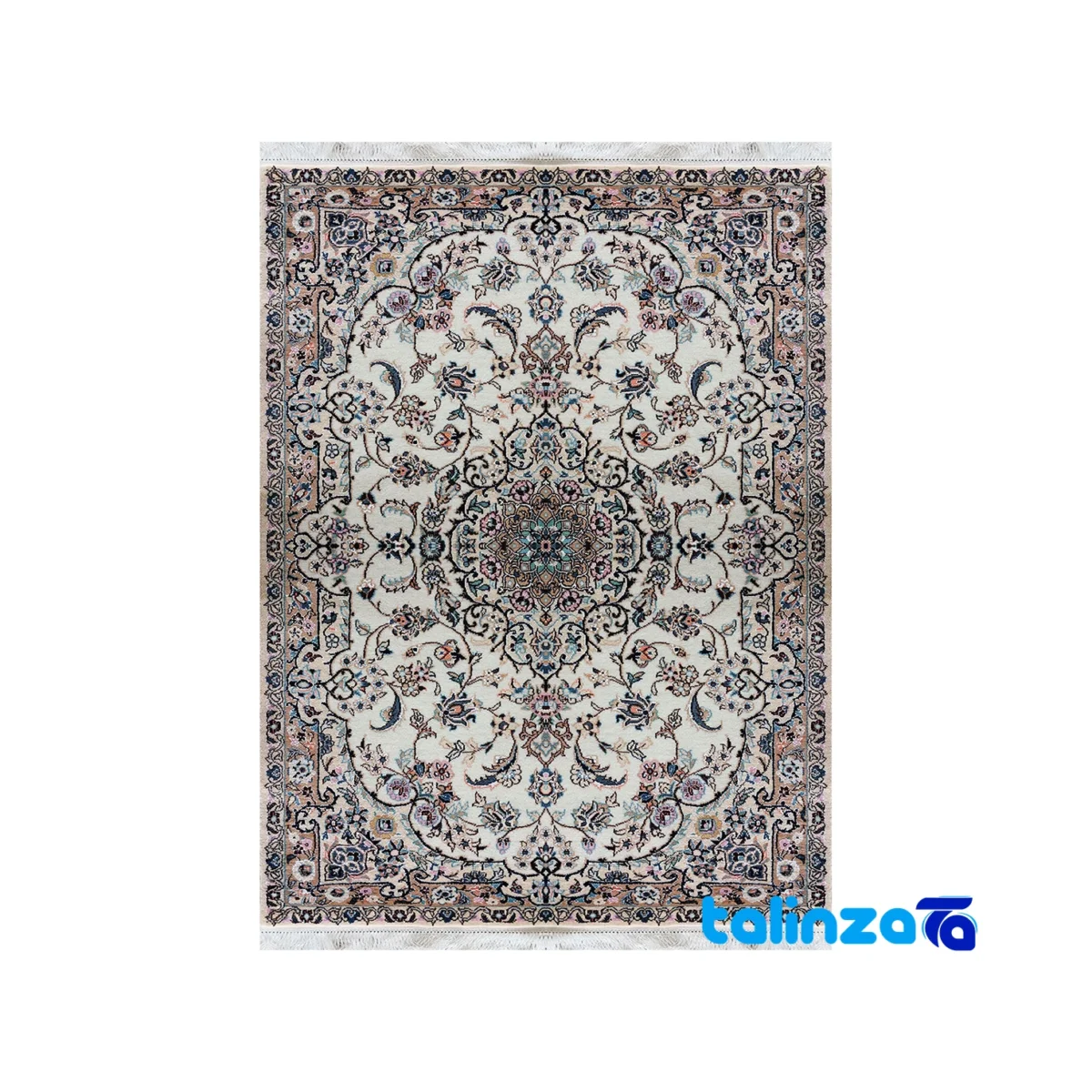 Nain Handwoven Carpet Traditional Design Cream Hand wash only overall layout (Full spread)