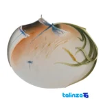 Front view of Franz Decorative Dragonfly Dessert Plate Dish saffron grade and packaging