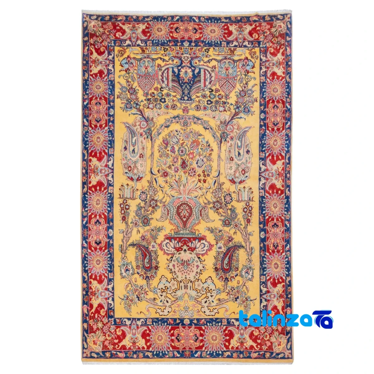 Persia Handmade Carpet Floral Design Cream overall layout (Full spread)