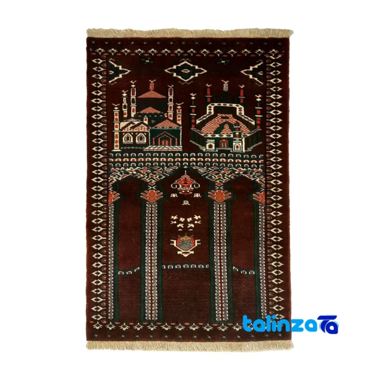 Turkmen Handwoven Carpet NKP TON15 Rich Red - Top view showing pattern and color tone