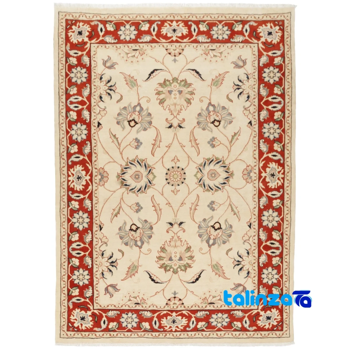 Top view of Si Persia Handwoven Rug Model 705530 Cream Background pattern and color tone