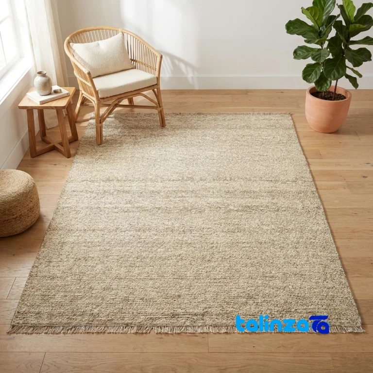 Top view of Handwoven Moroccan Rug Model 14 Cream Brown By hand pattern and color tone