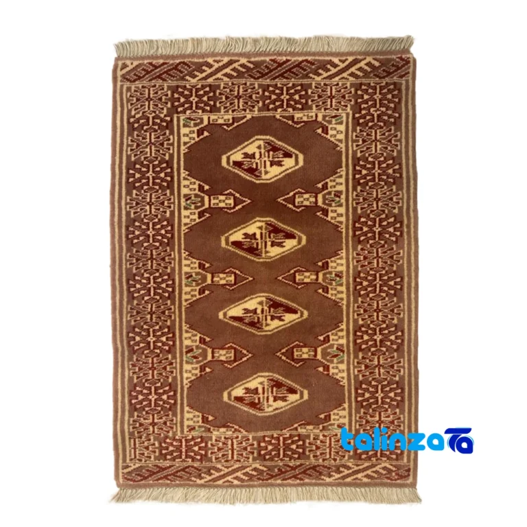 Turkmen Handwoven Rug - Traditional Design Hand wash only - Full spread showing overall layout
